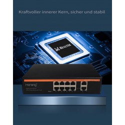 Horang 8-port PoE switch with 2 Gigabit uplink ports Network switch ideal for NVR and PoE IP cameras