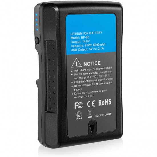 V-Mount Battery for BP-95W with 6600mAh and 95Wh V-Mount Battery for BP-95W with 6600mAh and 95Wh
